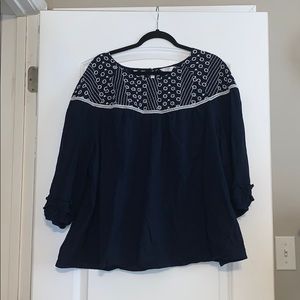 Navy Crown and Ivy babydoll top
